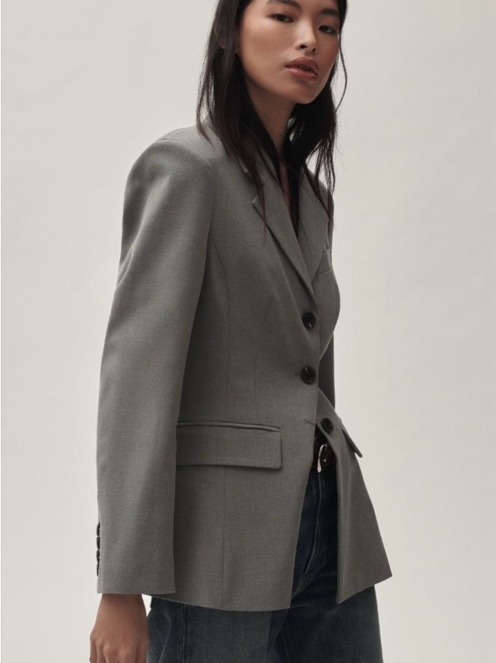 Anthropologie Avec Les Filles Sculpted
Hourglass Gray Blazer XL NWT